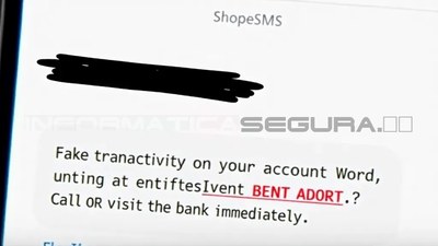 Alerta sospechosa por SMS.Alternativamente:* Mensaje de alerta sospechoso* Alerta bancaria inescrupulosa* SMS falso con alerta de cuenta.